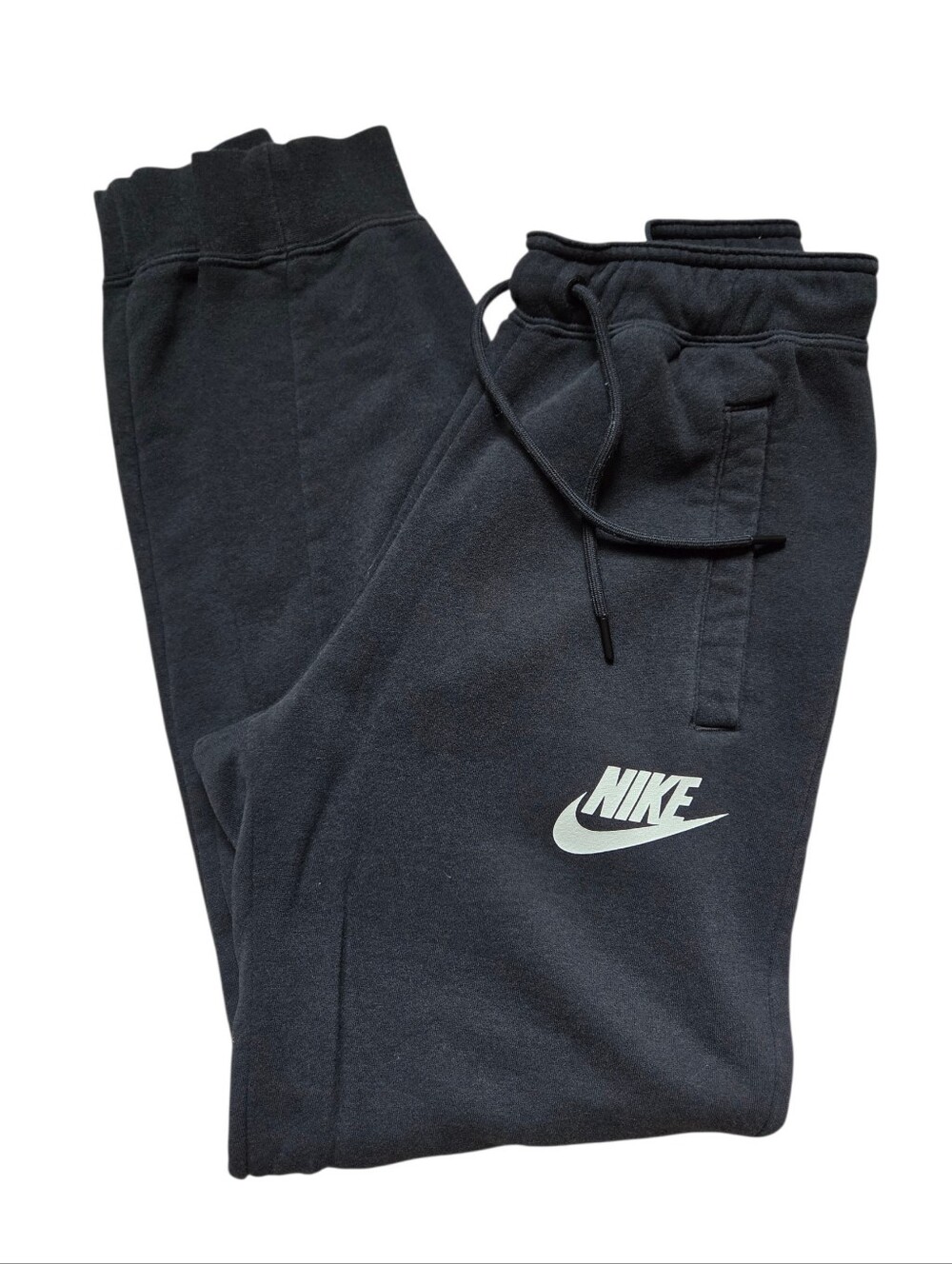 Nike Black Jogger Sweatpants with White Logo and Pockets XS